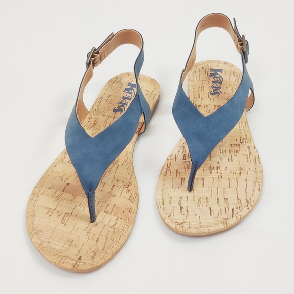 KorkEase Shoes Korks Size 8 Skylar Vegan Thong Sandals In Blue